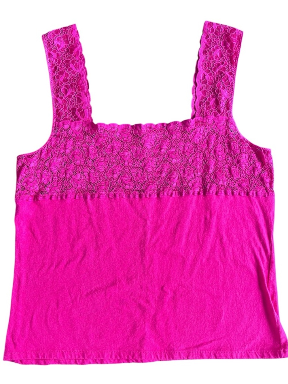 Women’s Lace Yoke Tank Top - Hot Pink